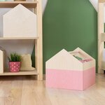 Boîte de rangement bicolore HOUSE rose