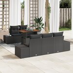 vidaXL Ensemble de canapé de jardin 6 pièces avec coussins Noir Poly Rattan