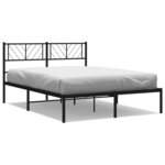vidaXL Cadre de lit métal sans matelas avec tête de lit noir 140x200cm
