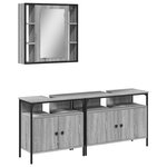 vidaXL Ensemble d'armoires de salle de bain 3 Pièces sonoma gris