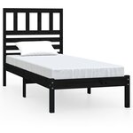 vidaXL Cadre de lit noir 75x190 cm petit simple bois massif de pin