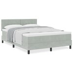 Lit à sommier avec matelas vidaXL Gris clair 140x200 cm Velours