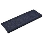 vidaXL Tapis d'escalier 15 Pièces Tissu aiguilleté 65x21x4 cm Bleu
