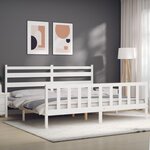 vidaXL Cadre de lit sans matelas blanc 200x200 cm bois massif de pin