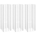 vidaXL Lits surélevés en gabion 3 Pièces 30x30x100 cm Fer