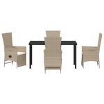 vidaXL Ensemble de salle à manger de jardin 5 pièces avec coussins Beige Rattan Poly