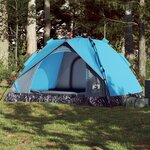 vidaXL Tente de camping à dôme 3 personnes bleu libération rapide