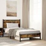 vidaXL Cadre de lit en métal sans matelas chêne fumé 107x203 cm