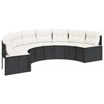 vidaXL Canapé de jardin table coussins demi-rond noir résine tressée