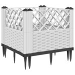 vidaXL Jardinière avec piquets blanc 43 5x43 5x43 5 cm PP