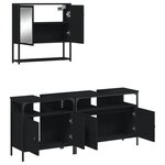 vidaXL Ensemble de meubles salle de bain 3 Pièces noir bois d'ingénierie