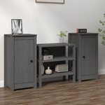 vidaXL Buffets 2 Pièces gris 39x35x80 cm bois massif de pin