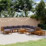 vidaXL Salon de jardin 12 Pièces avec coussin Bois d'acacia solide