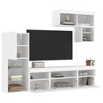 vidaXL Unités murales TV avec LED 6 Pièces blanc bois d'ingénierie