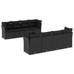vidaXL Salon de jardin 9 Pièces avec coussins noir résine tressée