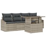 vidaXL Ensemble de canapé de jardin 5 pièces avec coussins beige et gris clair en rattan poly