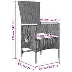 vidaXL Ensemble à manger de jardin avec coussins 3 Pièces Noir