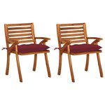 vidaXL Chaises à manger de jardin avec coussins lot de 2 Acacia massif