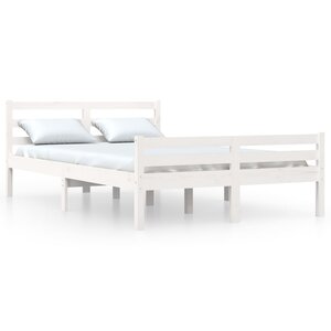 vidaXL Cadre de lit Blanc Bois massif 160x200 cm
