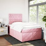 vidaXL Sommier à lattes de lit avec matelas Rose 120x200 cm Velours