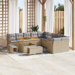 Ensemble de sofa de jardin 13 pièces avec coussins beige