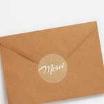 140 Etiquettes Merci Rondes Autocollantes - Ø 35 mm - Papier Recyclé - Effet Kraft - 4 Planches A4 de Stickers Remerciements pour Mariage  Artisanat et Fêtes