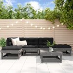 vidaXL Salon de jardin 6 Pièces avec coussins gris bois massif