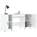 Bureau table poste de travail meuble d'ordinateur informatique étude brillant 140 x 50 x 75 cm bois d'ingénierie blanc 02_0023540