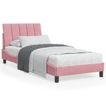 vidaXL Cadre de lit avec lumières LED rose 90x200 cm velours