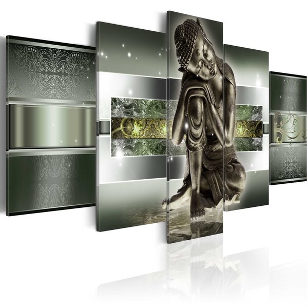 Tableau - sleeping buddha in greens l x h en cm 200x100