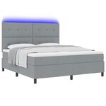 vidaXL Lit à ressorts avec matelas & LED Gris clair 180x200 cm Tissu