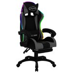 vidaXL Fauteuil de jeux vidéo avec LED RVB Gris et noir Similicuir