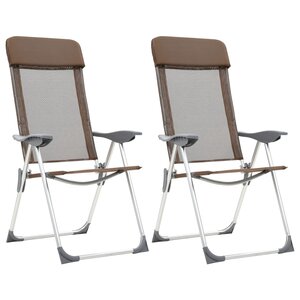 vidaXL Chaises de camping pliables lot de 2 Marron Aluminium