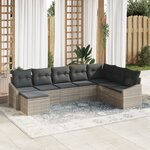 vidaXL Ensemble de jardin de 8 pièces avec coussins en poly rotin gris clair