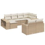 vidaXL Salon de jardin avec coussins 10 Pièces beige résine tressée