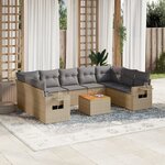 vidaXL Salon de jardin avec coussins 10 Pièces beige résine tressée