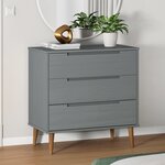 vidaXL Commode MOLDE Gris 80x40x80 cm Bois de pin massif