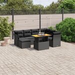 vidaXL Salon de jardin 8 Pièces avec coussins noir résine tressée