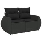 vidaXL Salon de jardin 8 Pièces avec coussins noir résine tressée