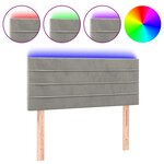 vidaXL Tête de lit à LED Gris clair 100x5x78/88 cm Velours