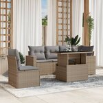 vidaXL Salon de jardin avec coussins 6 Pièces beige résine tressée