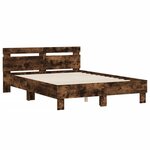 vidaXL Cadre de lit avec tête de lit et LED chêne fumé 120x190 cm