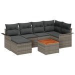 Canapé de Jardin vidaXL 7 Pièces avec Coussins Gris Rattan Poly Acacia