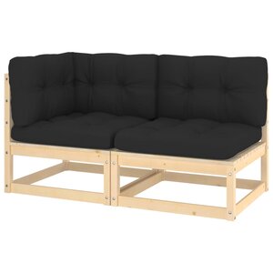 vidaXL Salon de jardin 2 Pièces avec coussins Bois de pin massif