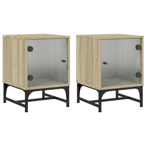 vidaXL Tables de chevet et portes vitrées 2Pièces chêne sonoma 35x37x50cm