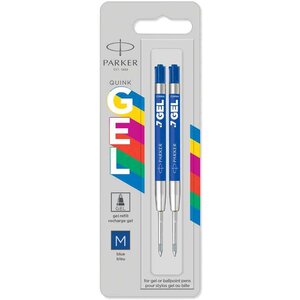 Recharge quink gel eco  tracé: m  blister de 2  bleu parker
