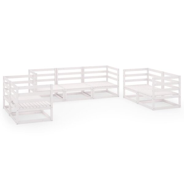 Salon de jardin meuble d'extérieur ensemble de mobilier 7 pièces blanc bois de pin massif 02_0017360