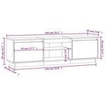 vidaXL Meuble TV Gris 140x35x40 cm Bois de pin massif