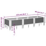 vidaXL Jardinière avec piquets gris 125x40x28 5 cm PP
