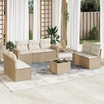 vidaXL Salon de jardin avec coussins 8 Pièces beige résine tressée